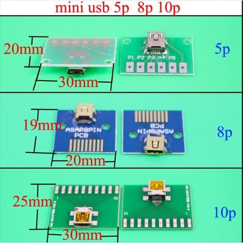 YuXi charging port connector with PCB Board test board 5Pin 8Pin 10Pin for Cellphone PC Camera MP3 MP4