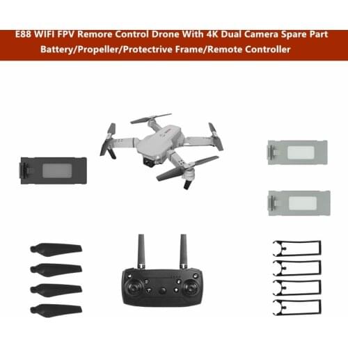 E88 E8-8 4K HD Remote Control Drone Spare Part 3.7V Battery/Propeller/Remote Controller/Protective Frame For E88 E8-8 RC Drone