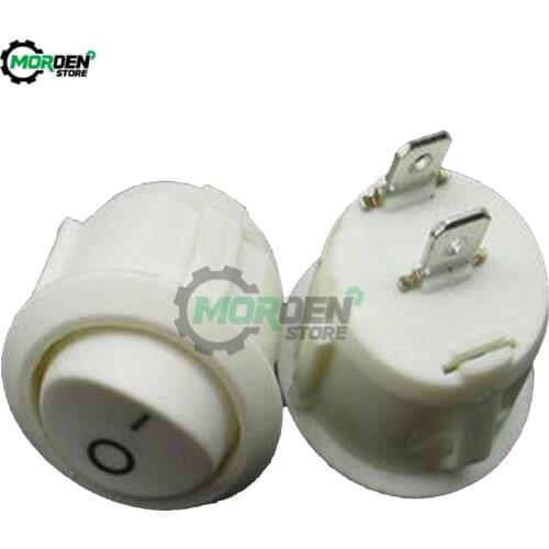 10Pcs 220V 2Pin Round SPDT ON-OFF Rocker Switch KCD1-105 White AC 250V/6A 125V/10A Toggle Switch