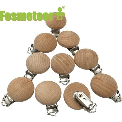 Fosmeteor 20pcs Wooden Pacifier Clip Nursing Accessories Beech Pacifier Clips Chewable Teething Dummy Clip Chains Baby Teether