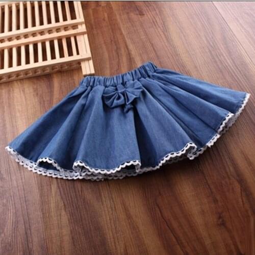 2020 Spring Autumn Summer Girl Skirt Bow Lace Denim Girls Skirts Children For Girls Tutus Baby Cake Tutu Toddler Clothes JW1207