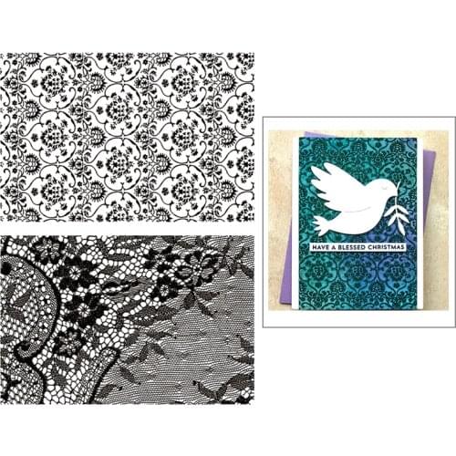 2021 New Cover Background Clear Stamps Sets Flower and Lace Scrapbooking For Crafts Greeting Card Making no Metal Cutting Dies