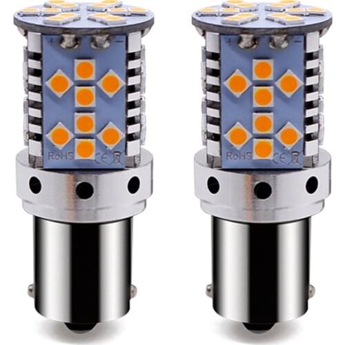 2X 12V Car Turn Signal Light Lamp Anti Strobe LED 1156 T20 7440 3030 44 SMD Decoding Constant Current Brake Lamps Yellow