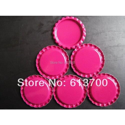 Free Shipping 1 Inch Flattened Chrome Bottle Caps Flat bottle caps Wholesale Tinplate Flat BottleCaps Both side colored Rose