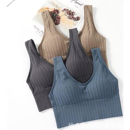 Seamless Women Wire Free Bra Padded Sports Solid Color Sexy Crop Top U-Shaped Back Breathable Top Simple Lingerie