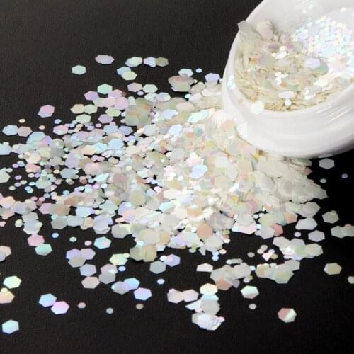Sparkly Mermaid Sequins For Nail Art Decorations Mermaid Glitter Candy Hexagon Shape Flakes Slices UV Gel Manicure Tips RK150078