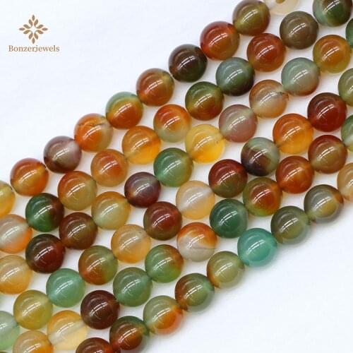 Stone Peacock Natural Agates Bead Round Gem Loose Spacer Beads For DIY Bracelet Jewelry Making Findings Wholesale