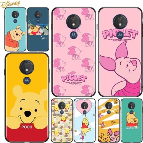 Pooh Bear piglet for Motorola G9 G8 G E7 E6 One Play Marco Hyper Fusion Stylus Power Edge Plus Black Phone Case