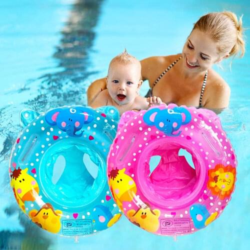 Baby Swimming Floating Seat Cartoon Inflatable Swim Ring Float Dual Handle for Baby Toddler Kids Pool Shower Cushion Bathtub