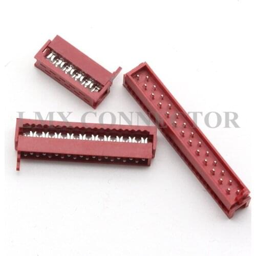 100PCS 1.27mm Micro Red IDC Male Connector 2x4P/6P/8P/10P/14P/16P/18P/20P/26P Double Row Copper Tail Pitch 2.54mm