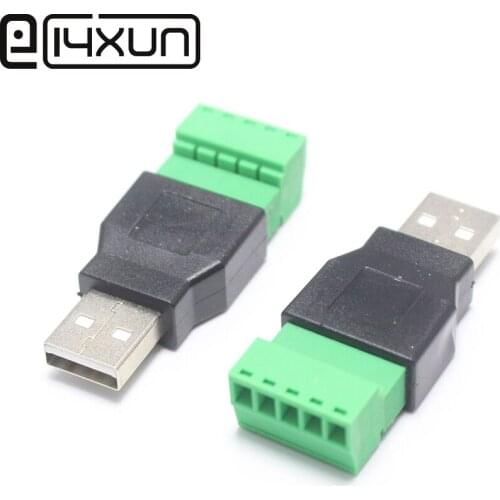 EClyxun 10Pcs USB 2.0 A Male to 5 Pin Screw Connector USB Jack with Shield USB2.0 Type to Screw Terminal Plug