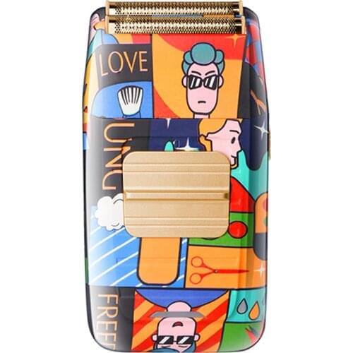 Kemei New Personality Graffiti Electric Foil Shaver for Men Bald Head Finishing Hair Cutter Beard Trimmer Barber Face Care Tools