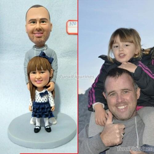 Father and daughter figurine custom design creative souvenir mini statue birthday for daughter gift present unique handmade gift