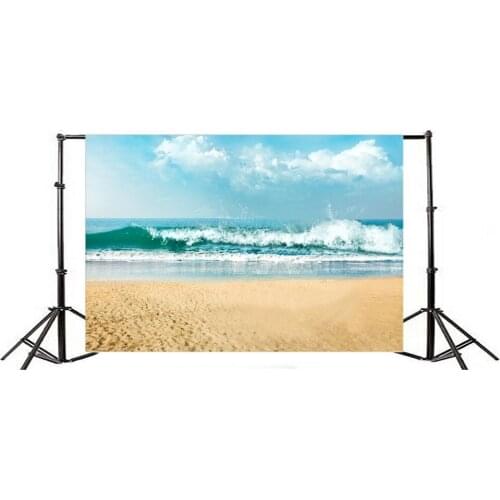 Photography Backdrop Beach Seaside Waves Blue Sky White Cloud Nature Romantic