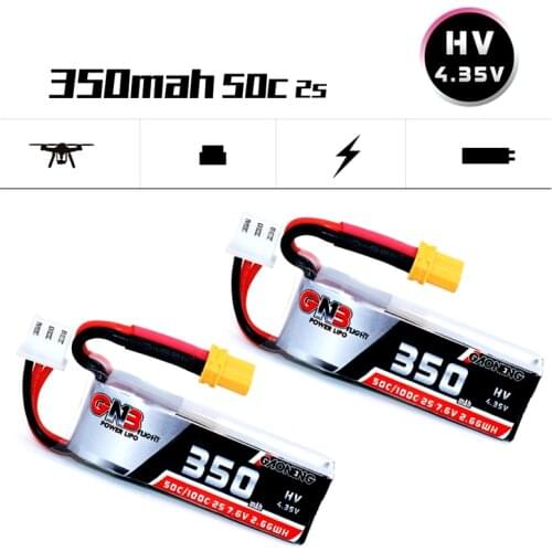 GAONENG GNB 2/4PCS 2S 350mAh 7.6V 50C/100C LiHV Lipo battery XT30 Plug for BETAFPV Beta75X Beta65X small Drone