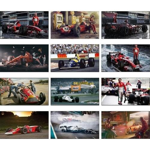 Classic Formula Racing Sports Car Canvas Paintings Ferrari Cars F1 Racing Posters and Prints Wall Art Picture Home Decor Cuadros