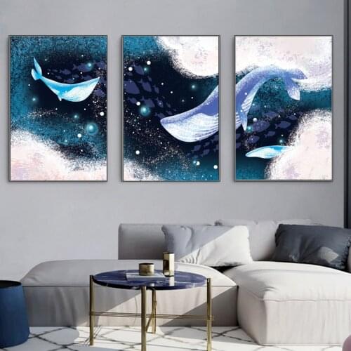 Whale Dolphin Posters And Prints Canvas Painting Animal Wall Pictures For Living Room Modern Living Room Bedroom Home Decor
