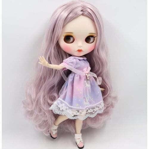 ICY DBS Blyth Doll For No.BL2352/1049 Purple mix pink hair Carved lips Matte face with eyebrows Joint body 1/6 bjd