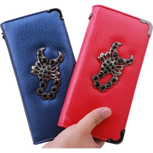Hot Sale Women Wallets Metal Skull Wallet Card Purse Leather Wristlet Portefeuille Handbags Carteira Feminina PA640805