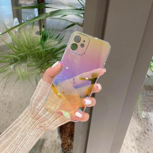High quality Rainbow laser soft silicon Phone Case For apple iPhone 12 Pro Max 7 8 Plus X XS XR 11 SE Mini aurora cover