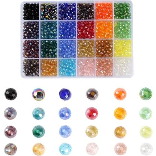 6MM Czech Beads Set For DIY Bracelet Necklace 15/24 Color Glass Beads For Jewelry Making Crystal Beads Craft Kit For DIY Jewelry