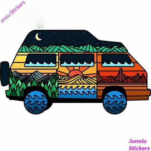 Funny Camper Travel Motorcycle Car Stickers Air Conditioner Waterproof Decal Bumper Window VAN RV SUV Fine Decal Decor KK13x8cm