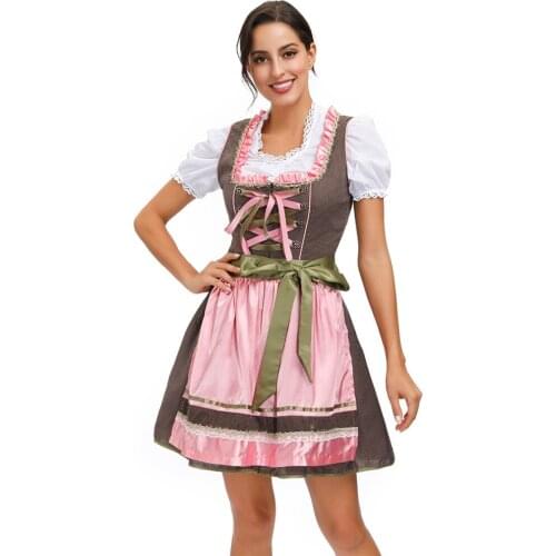 German Bavarian Dirndl Dress Adult Women Oktoberfest Beer Girl Dress Costume Beer Maid Uniform