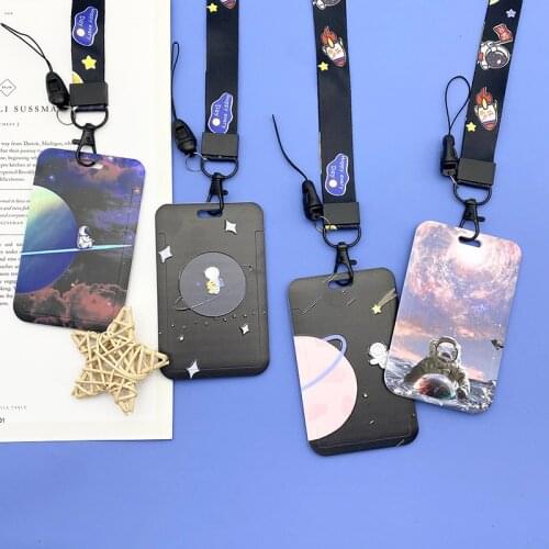 CARTOON Space ID Credit Bank Card Holder Students Bus Card Case Visit Door Identity Badge Cards Cover FOR Women Men Pendants