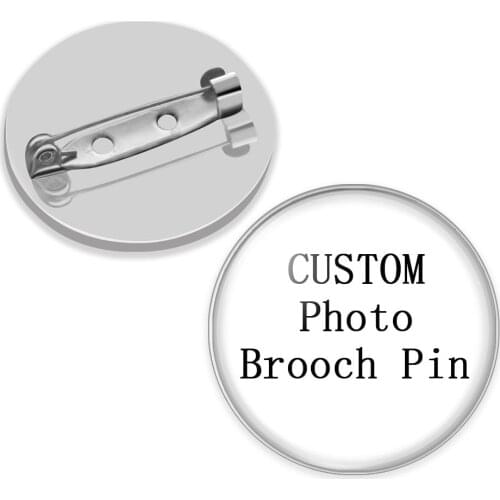 Personalized Photo Custom pictures Brooches Men Women Glass Cabochon Silver plated Backpack Lapel Pin Button Badges Brooch Gift