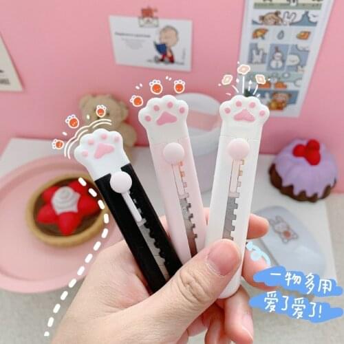 Kawaii Cute Girly Pink Cat Paw Alloy Mini Portalble Knife Cutter Letter Envelope Opener Mail Knife School Office Supplies
