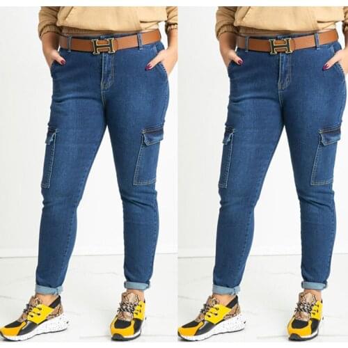 Casual Women Jeans Skinny Pencil Pants Autumn Winter Fashion High Waist Pocket Street Pants Cotton Elasticity Jeans For Woman