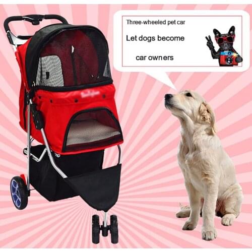 Pet Stroller Dog Out Cart Carrier For Dogs Foldable Transportation Travel Pet Cart Three Wheeled Trolley Techwear Accessories