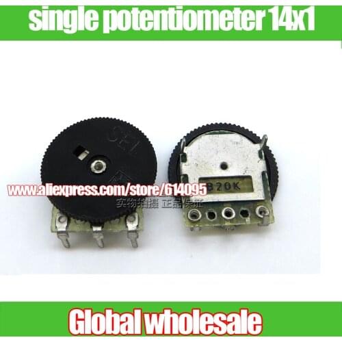 80pcs gear dial turntable adjustable volume single potentiometer 14x1 B10K B50K B500k for headphone volume switch audio