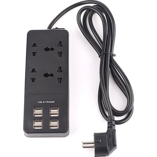 Universal Power Strip socket 4AC Outlet Socket Plug 8USB 6.8A Charging Ports with Switch 1.8M Power Cord EU plug socket