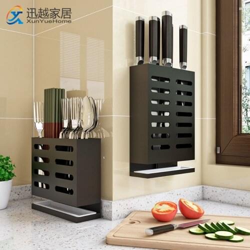 Pot Rack Wall-mounted Non-perforated Space Aluminum Kitchen Accessories Supplies Storage Black Wall Cutting Board Drain Shelf