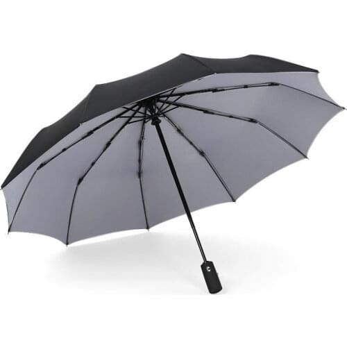 Solid Color Dual-use Umbrella 10-bone Folding Mens Business Umbrella Double-layer Automatic Opening Closing Reverse Umbrella