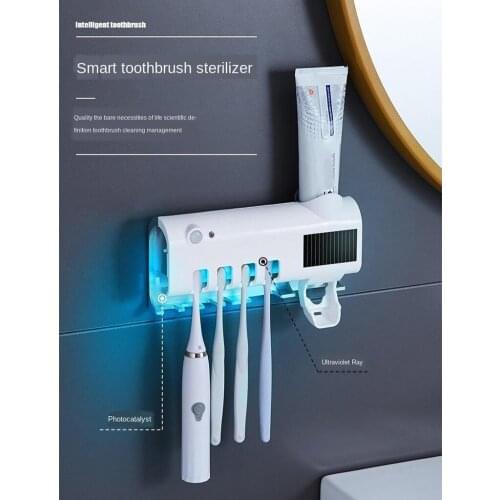 UV Toothbrush Sterilize Bathroom Toothbrush Holder Toothbrush Sanitizer Holder Wall Mounted Toothpaste Dispenser Cleaner