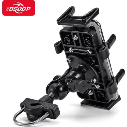 360 Degree Universal Motorcycle Phone Holder Metal Bike Motorbike Mirror Handlebar Stand Mount Support for iPhone Xiaomi Samsung