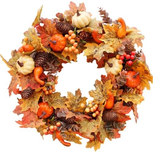 Thanksgiving Wreath Artificial Pumpkin Wreath Lifelike Front Door Hanging Decoration Perfect For Updating Your Harvest Frugal
