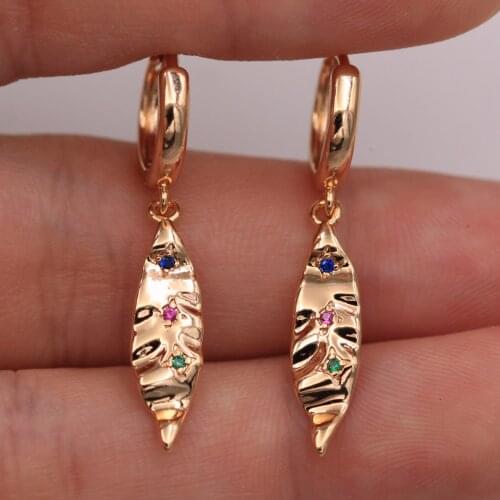 Dangle Drop Earrings White Cubic Zirconia Gold Plated Copper Earring For Women Fashion Jewelry Accessories Wedding Anniversary
