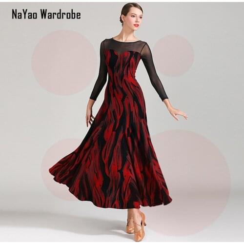 2021 New 1876 Long Sleeve Patchwork Design Latin Dance Dress Women Performance Modern Dance Dress Latino Dancewear