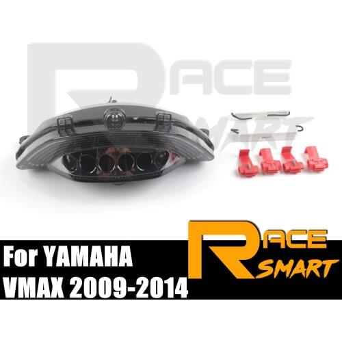 1 Set Motorcycle LED Turn Signals Brake Tail Light Taillight For YAMAHA VMAX 2009 2010 2011 2012 2013 2014 Vmax 09-14Clear Smoke