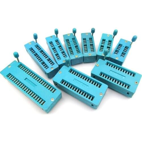 2pcs/lot 14 16 18 20 24 28 32 40 P Pin 2.54 MM Green DIP Universal ZIF IC Socket Test Solder Type IC lock seat zif socket