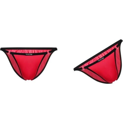 2 x Men Cool Ice Silk Briefs Adjustable Thong Trunks Pouch Underwear Underpants Thong G-string