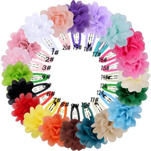 200pcs/lot DIY Simple Multi Chiffon Flowers Baby Ribbon Hair BB Clips Headflowers Hairpin Hair Styling Tools Accessories HA1431