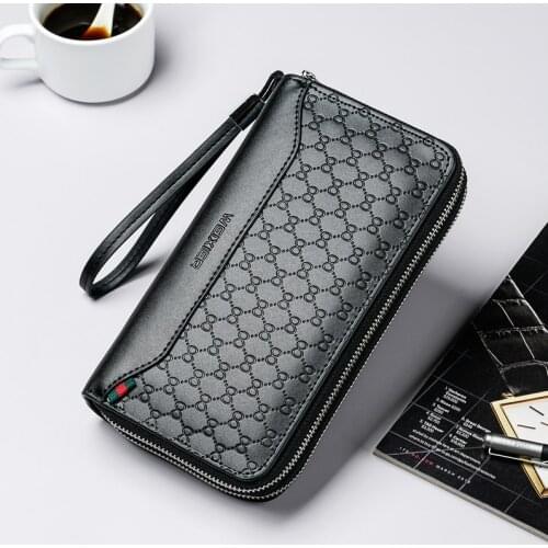 2021 Vintage Men Clutch Bags Genuine Leather Casual Long Cowhide Wallet Brown Credit Card Holder Phone Bag Handbag Purses