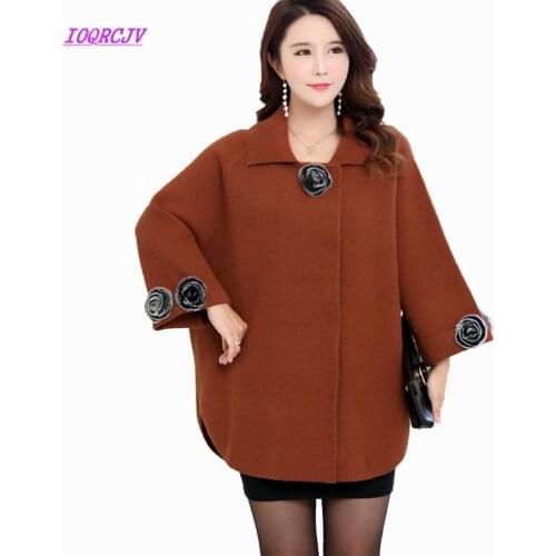 2XL-6XL Plus Size Womens Cardigan Coats Autumn Winter Middle-aged Trench Coat Winter Large size Loose Knitted Sweater Tops W20