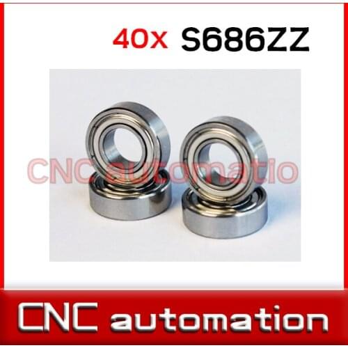 40pcs 686 S686ZZ S686-2Z 6*13*5 Miniature stainless steel deep groove Radial shaft ball bearing