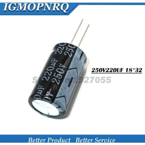 5PCS 250V220UF 18*32 220uf250v 18*32MM 250v 220uf 18x32 Electro Electrolytic capacito new