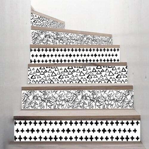 6Pcs Triangle Cross Tile Floor Stair Sticker PVC Bathroom Kitchen Decoration Waterproof Mural Decals Art Wallpaper